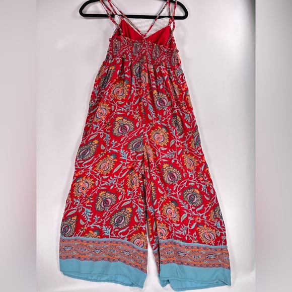 Anthropologie Women’s Red Paisley Wide Leg Jumpsuit XS - Picture 4 of 15